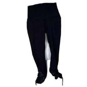 Lululemon Athletica Leggings Womens Size 4 Ruched Mesh Adjustable Pocket Black